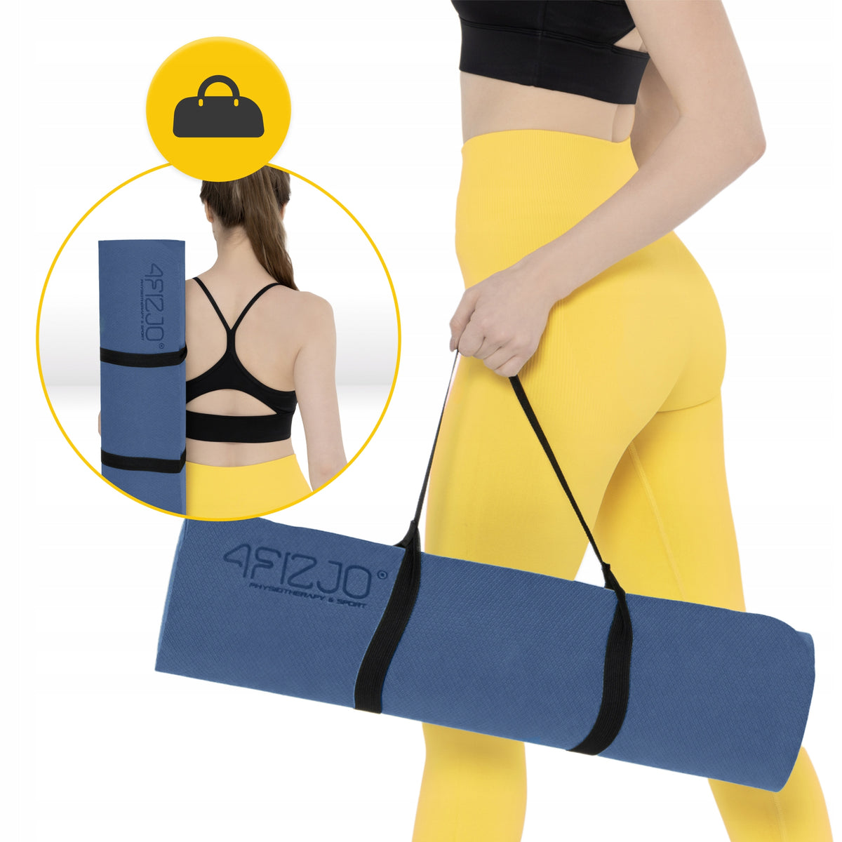 GYMNASTIC EXERCISE MAT FITNESS YOGA THICK 1CM TPE 4FIZJO Color blue