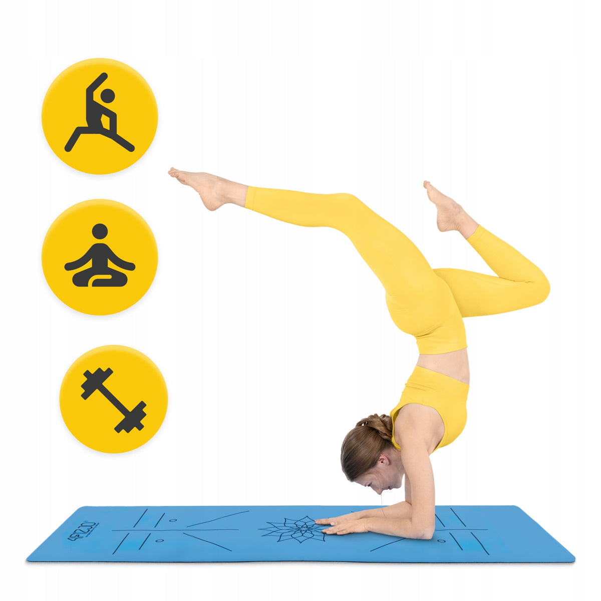 GYMNASTIC EXERCISE YOGA MAT ECO-FRIENDLY PROFESSIONAL RUBBER Color blue