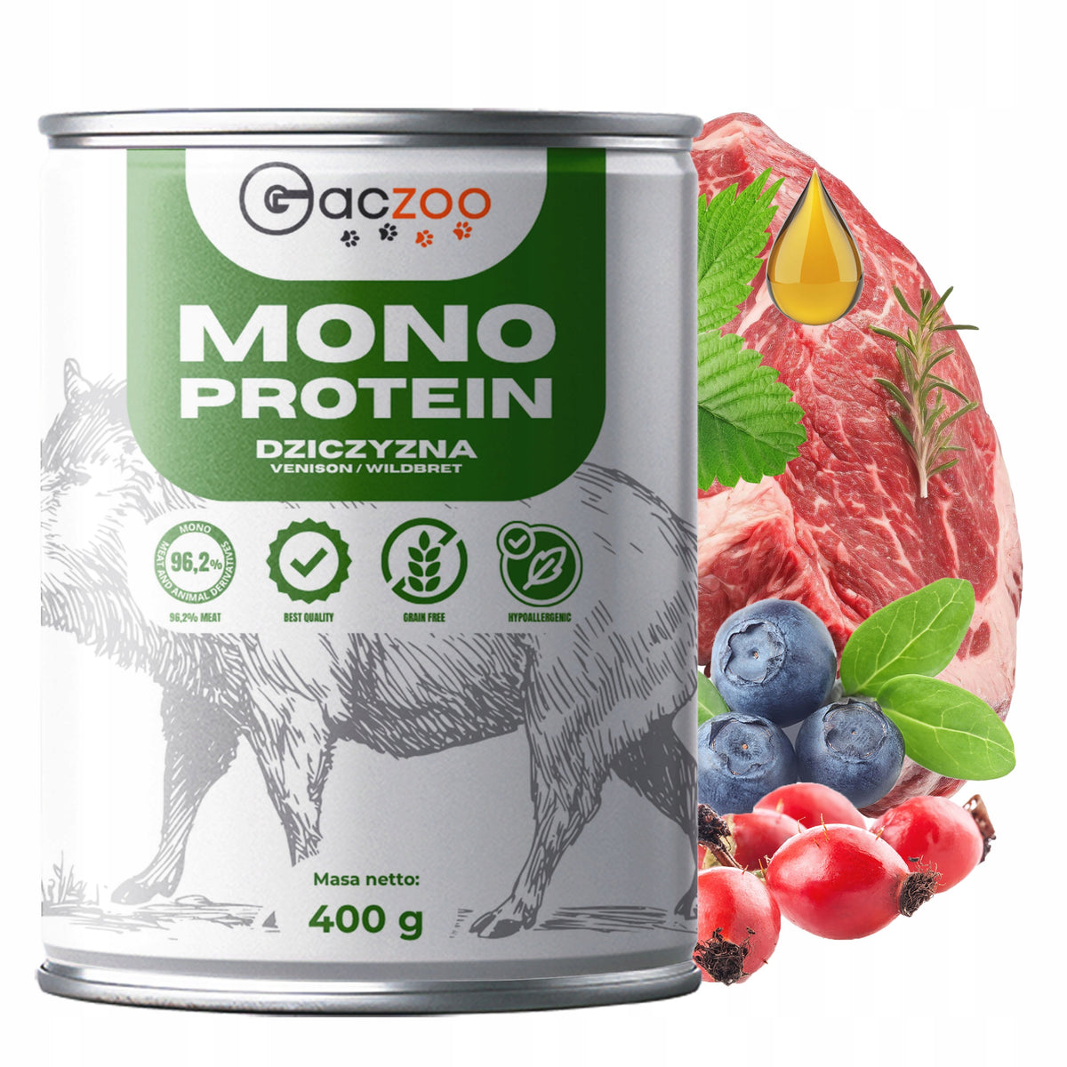 Gaczoo Mono Protein wet food for dogs wild boar 400g 484