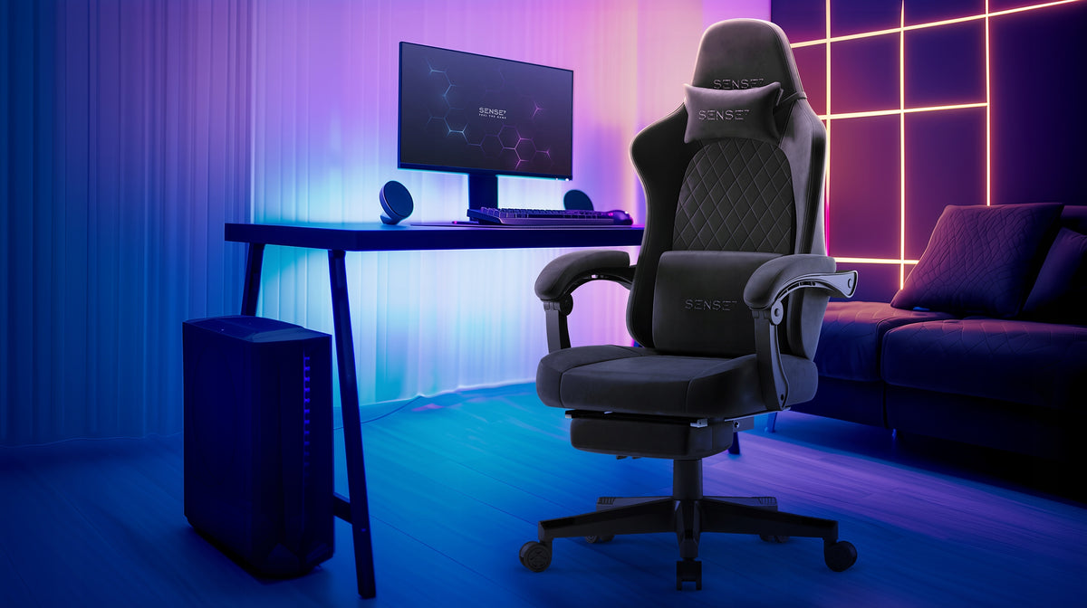 Gaming Chair Office Material Computer Chair + Footrest Sense7 Packaging status original