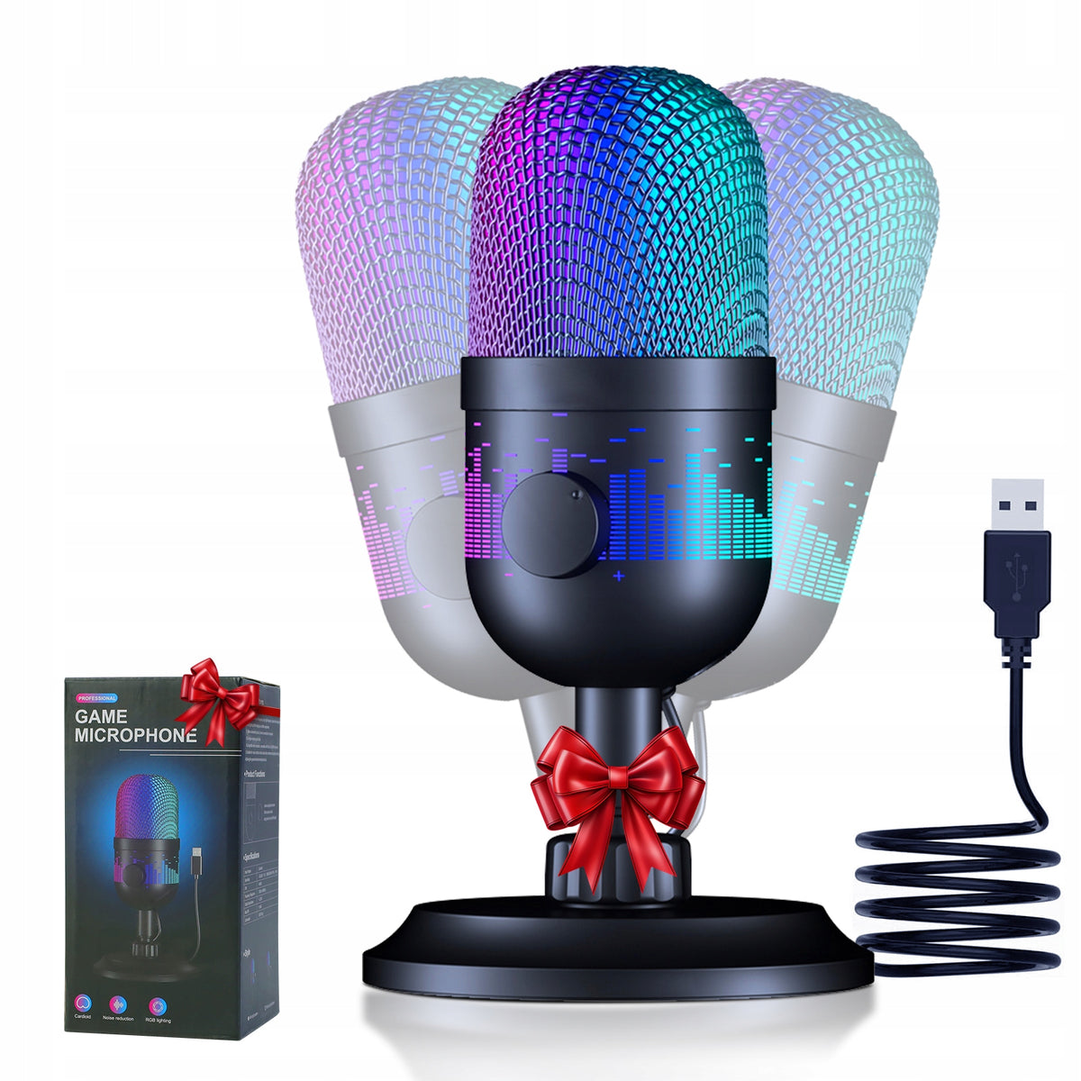 Gaming Computer Microphone Pop-Filter Capacitive USB-Black LED B5
