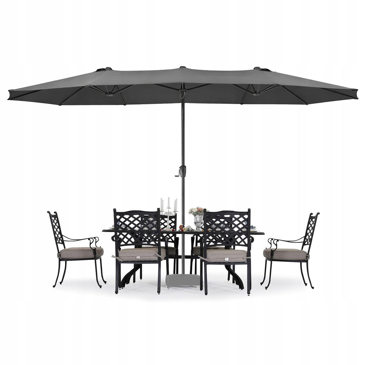 Garden Umbrella Large 445x264 CM Double Folding XXL UV80+ Cover