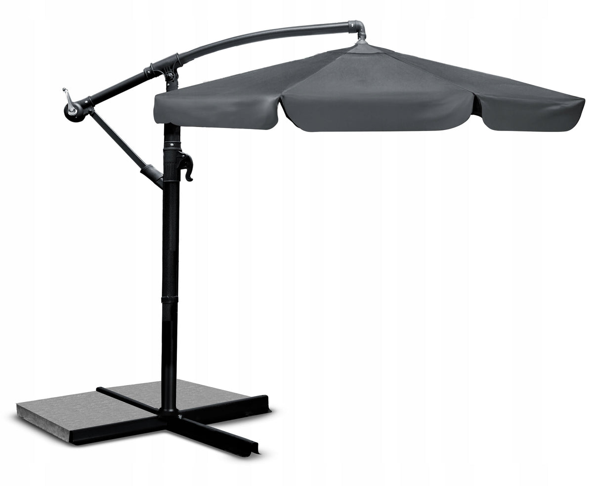 Garden Umbrella Large Folding with Boom Cover 6 Segments Ø 350cm Color gray