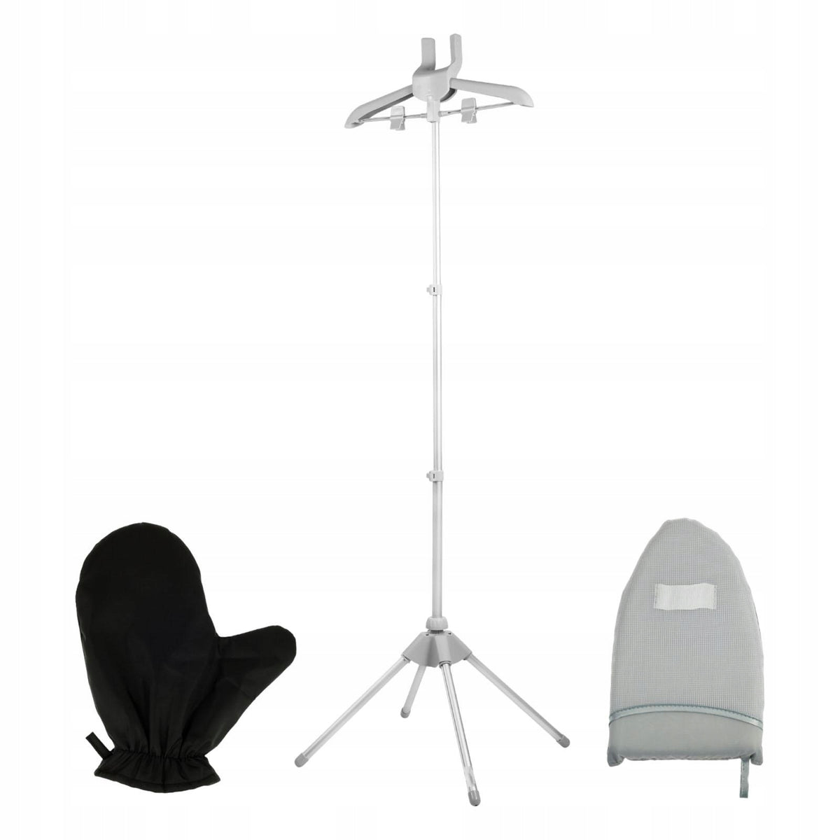 Garment Rack, Aluminum Alloy Rod Adjustable Height Folding Sturdy Gray