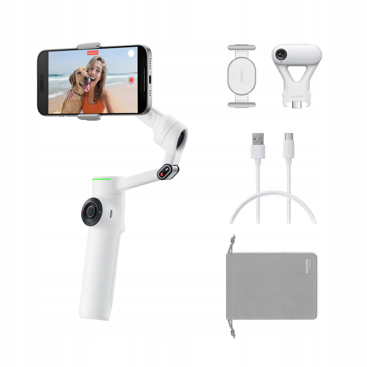 Gimbal Handheld Stabilizer Insta360 Flow 2 Pro AI Tracker Set white