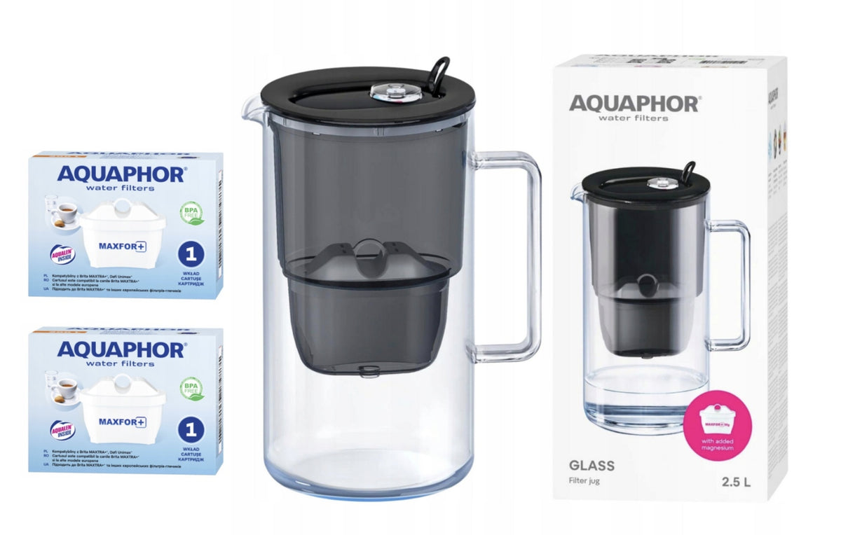 Glass filter jug Aquaphor Glass 2,5l BLACK + 2 Maxfor+