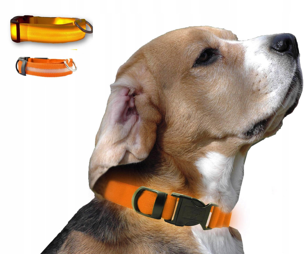 Glowing Battery Operated LED Dog-Cat Collar M- PINK GLOWING Packaging status original