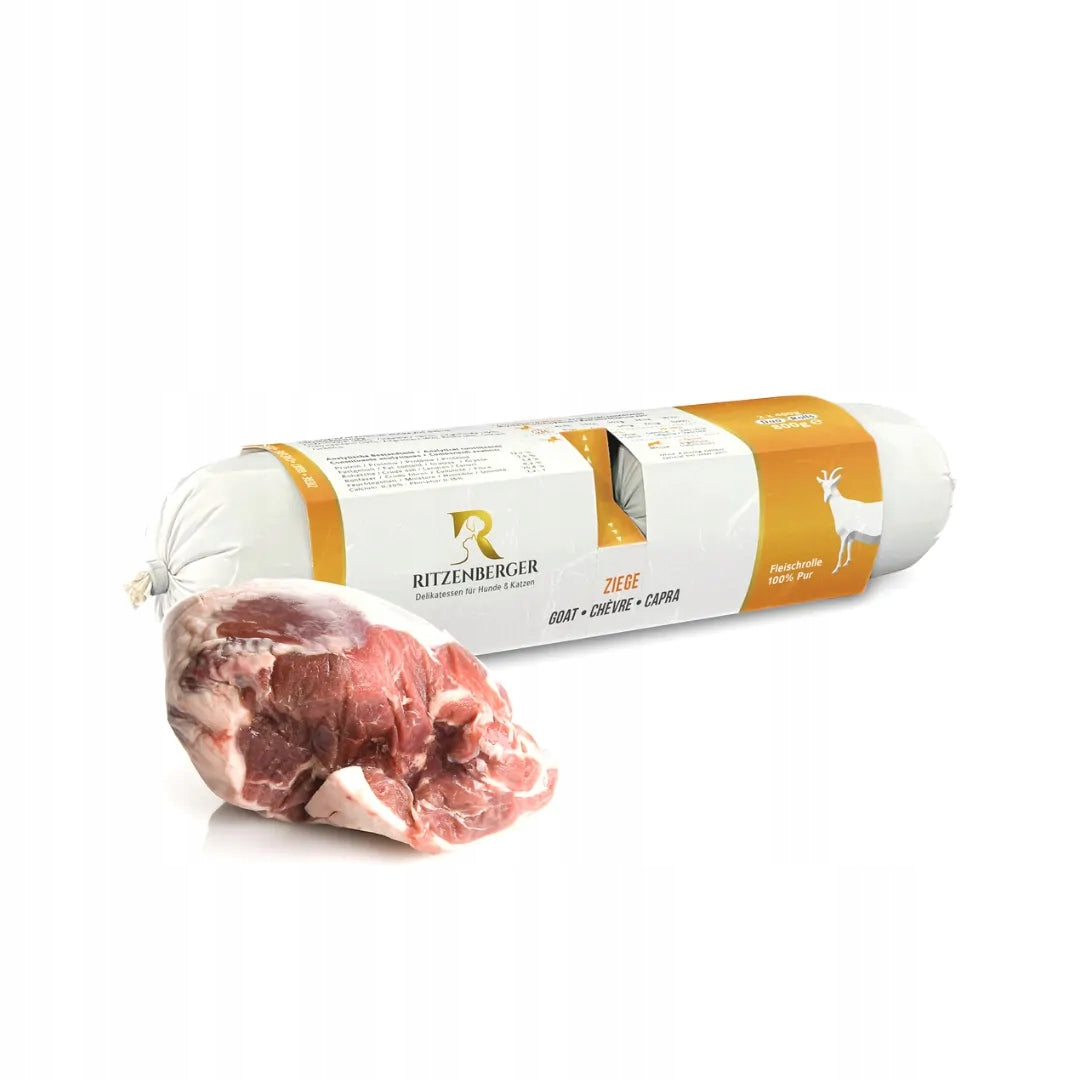 Goat Double Rolls 2x400g Pure Meat Wet Dog Food Ritzenberger