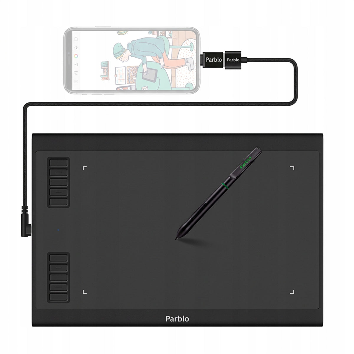 Graphics Tablet for drawing Parblo A610 Plus V2 Black with pen