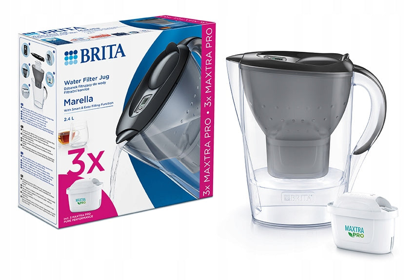 Graphite filter jug BRITA Marella + 3x MAXTRA PRO water filter
