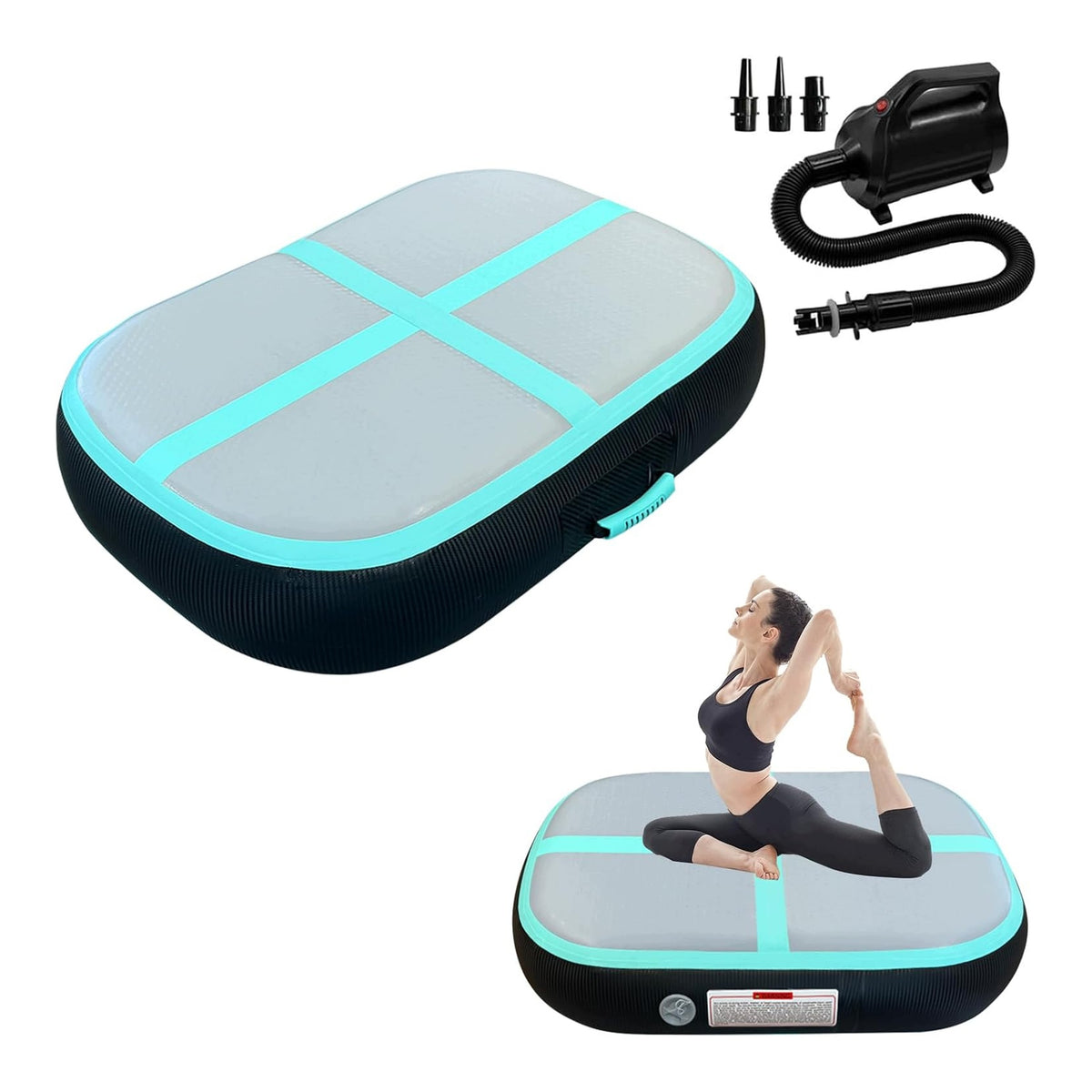 Gymnastic Mat Inflatable Exercise Roller With Pump And FITNESS Handles