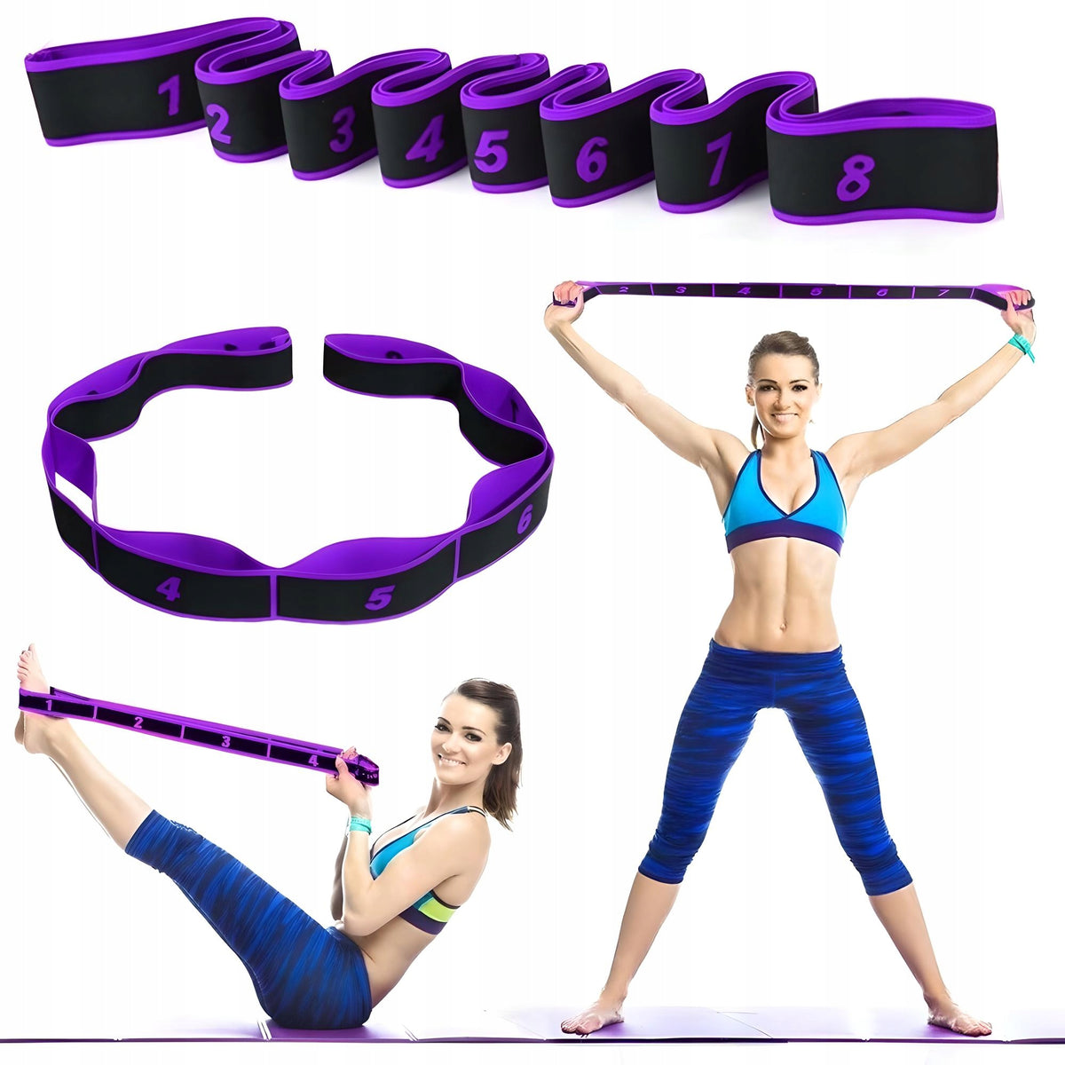 Gymnastic Rubber for Exercise, Resistance Stretching Tape with 8 Sections