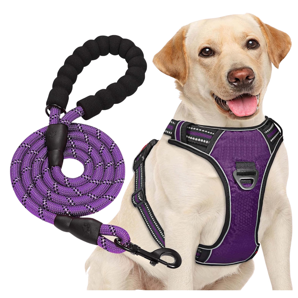 HAAPAW DOG HARNESS ANTI-PULL REFLECTIVE PURPLE SIZE L