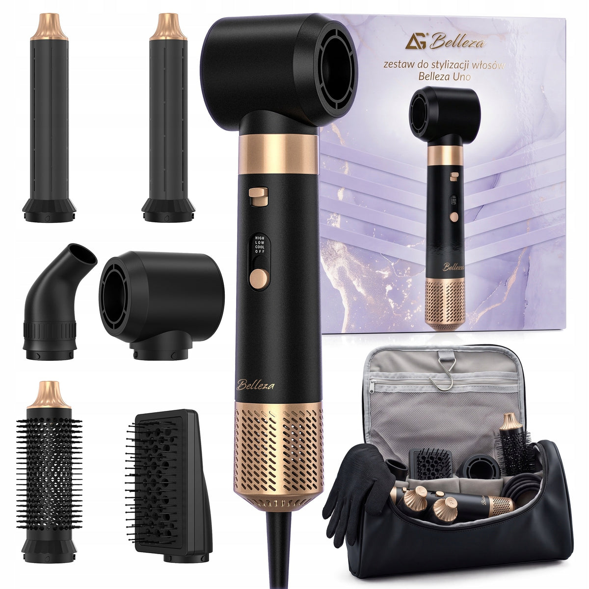 HAIR DRYER CURLING IRON MULTISTYLER WITH IONIZATION DIFFUSER OVERLAY +ETUI