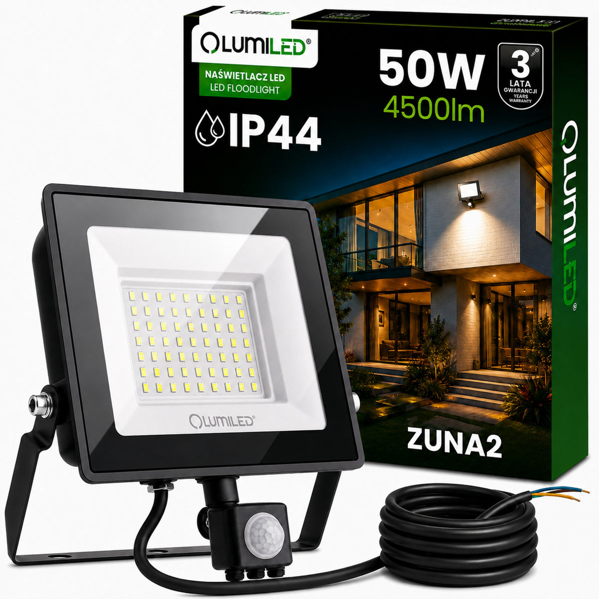 HALOGEN LED FLOODLIGHT 50W OUTDOOR LAMP WITH MOTION SENSOR WATERPROOF