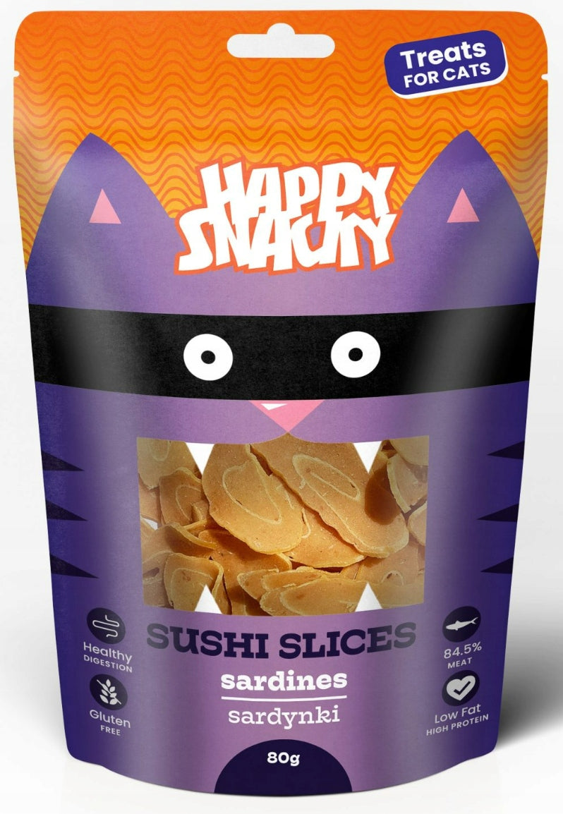 HAPPY SNACKY SARDINE SUSHI SLICES 80G for cat HSC-89 Packaging status original