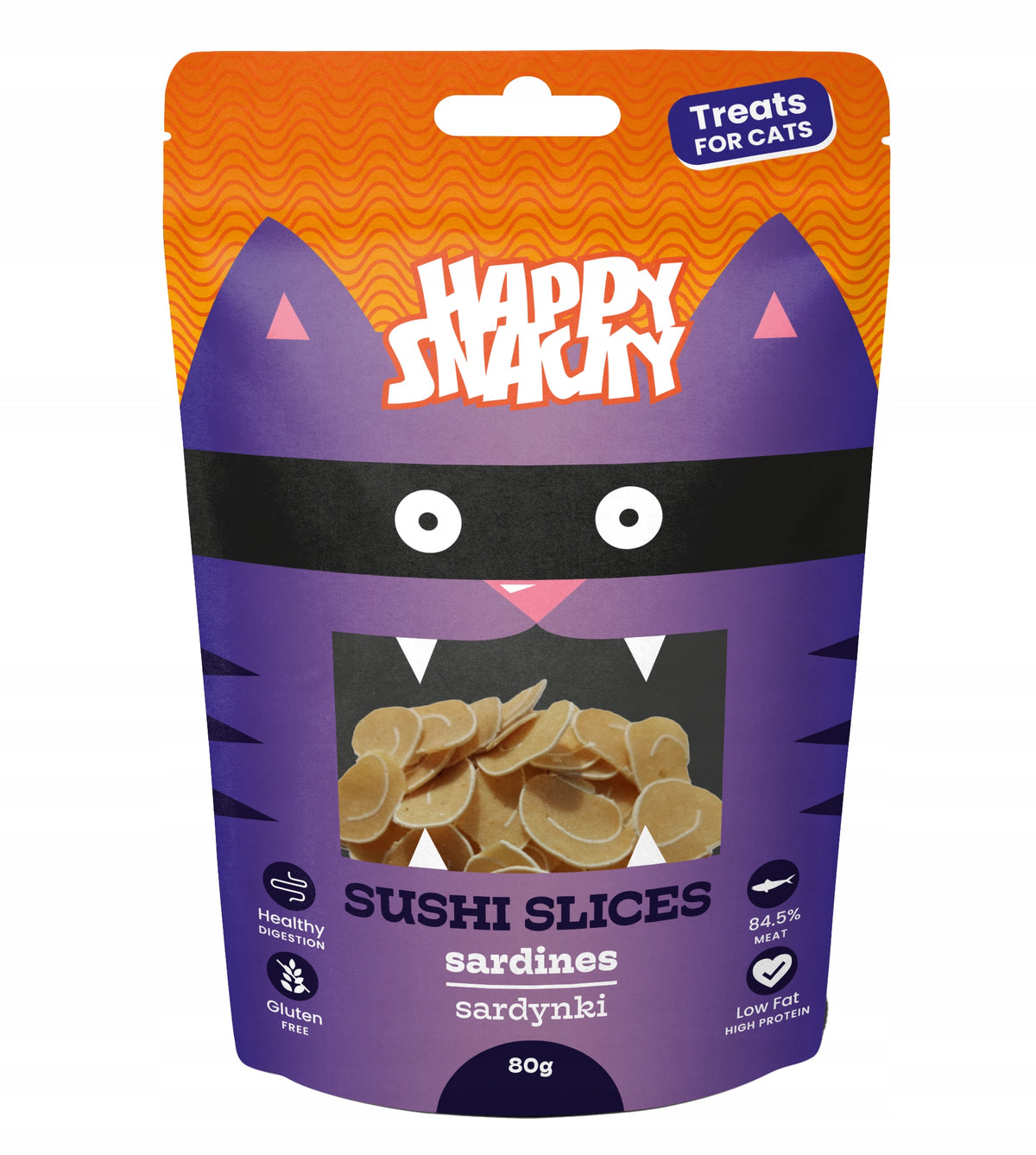 HAPPY SNACKY SARDINE SUSHI SLICES 80G for cat HSC-89