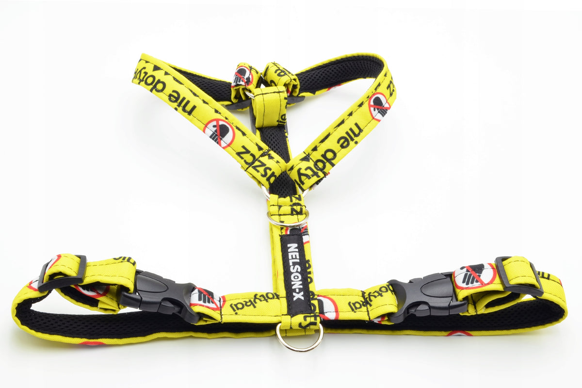 HARNESS GUARD FOR DOG LINED YELLOW DO NOT APPROACH ROZ. L Manufacturer code GUARD-FLORAL-ZOLTE-L-NOWA-ROZM