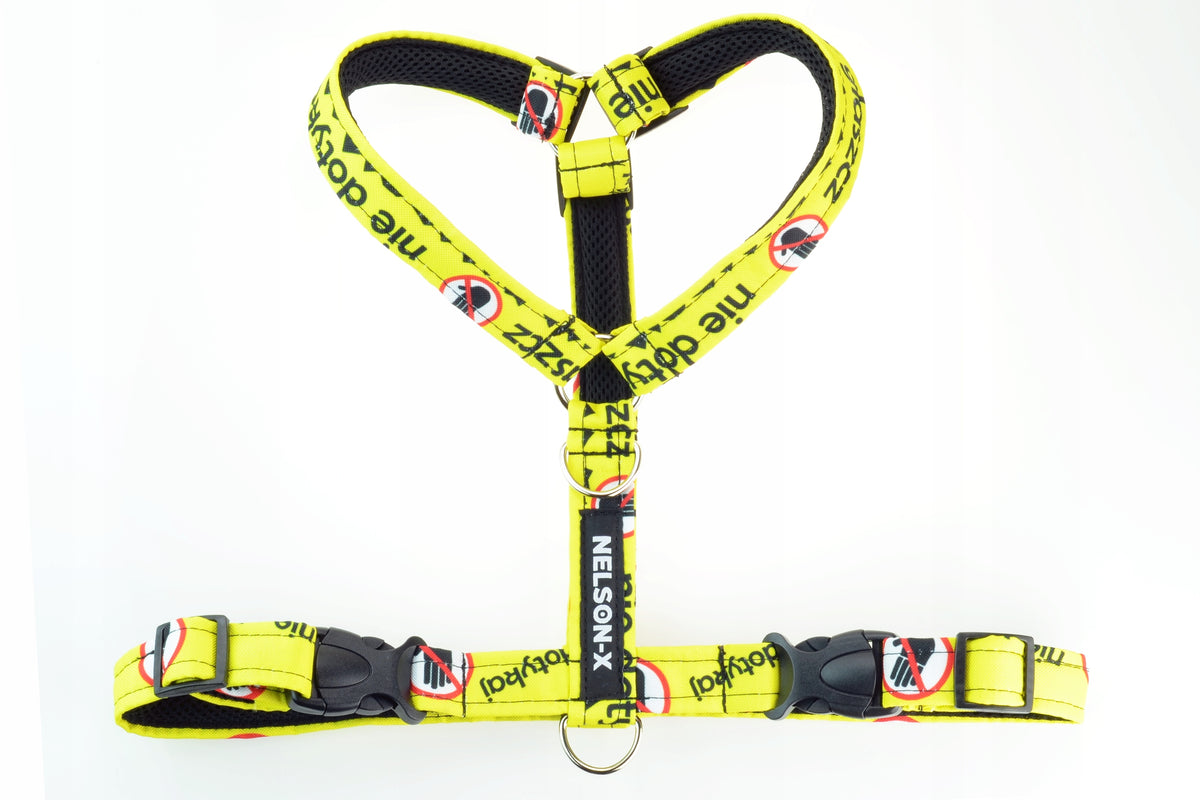 HARNESS GUARD FOR DOG LINED YELLOW DO NOT APPROACH ROZ. L