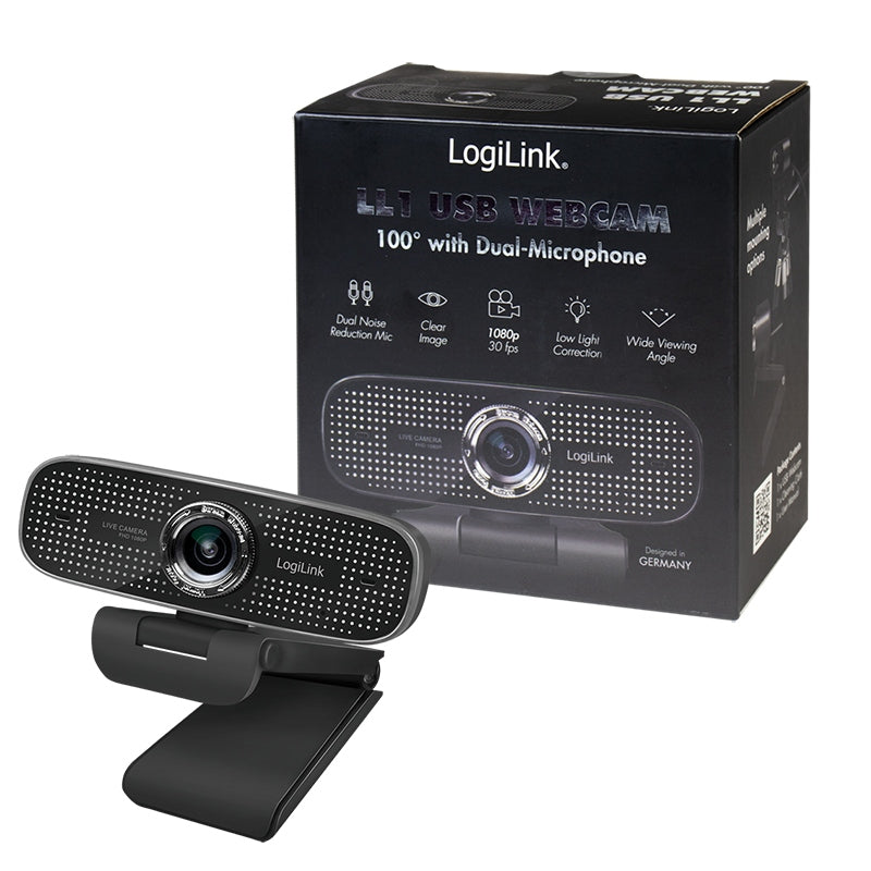 HD LogiLink UA0378 USB Webcam, 100°, Dual Microphone Packaging status original