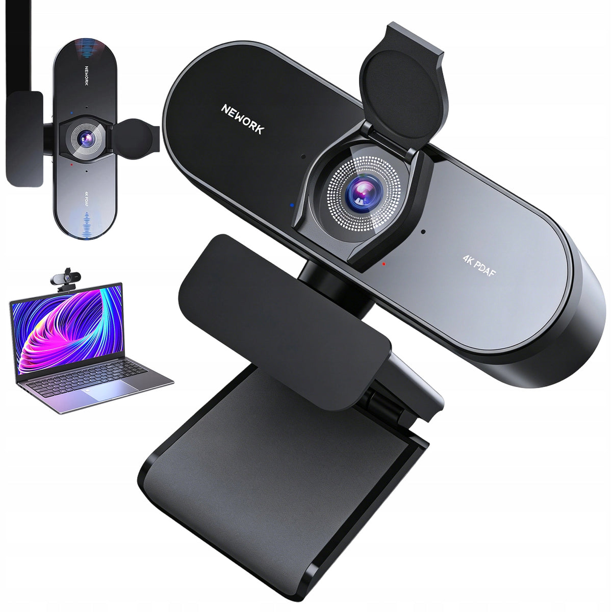 HD WIDE ANGLE WEBCAM WITH MICROPHONES AND PRIVACY COVER