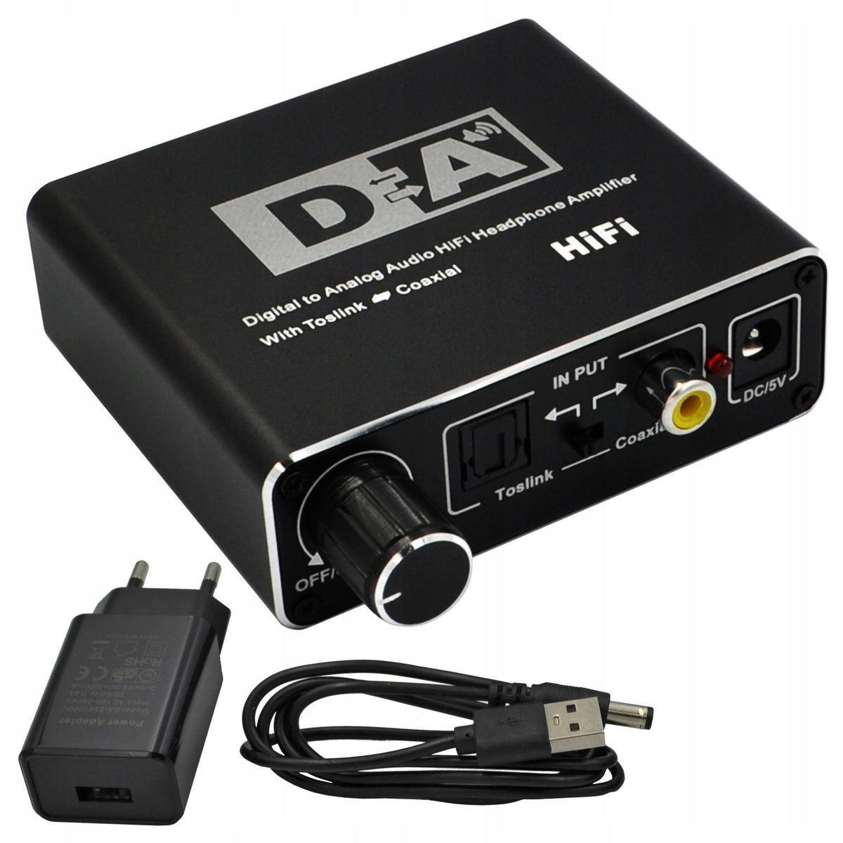 HEADPHONE AMPLIFIER DAC CONVERTER HIFi TOSLINK COAXIAL 2x CINCH WIREWAY