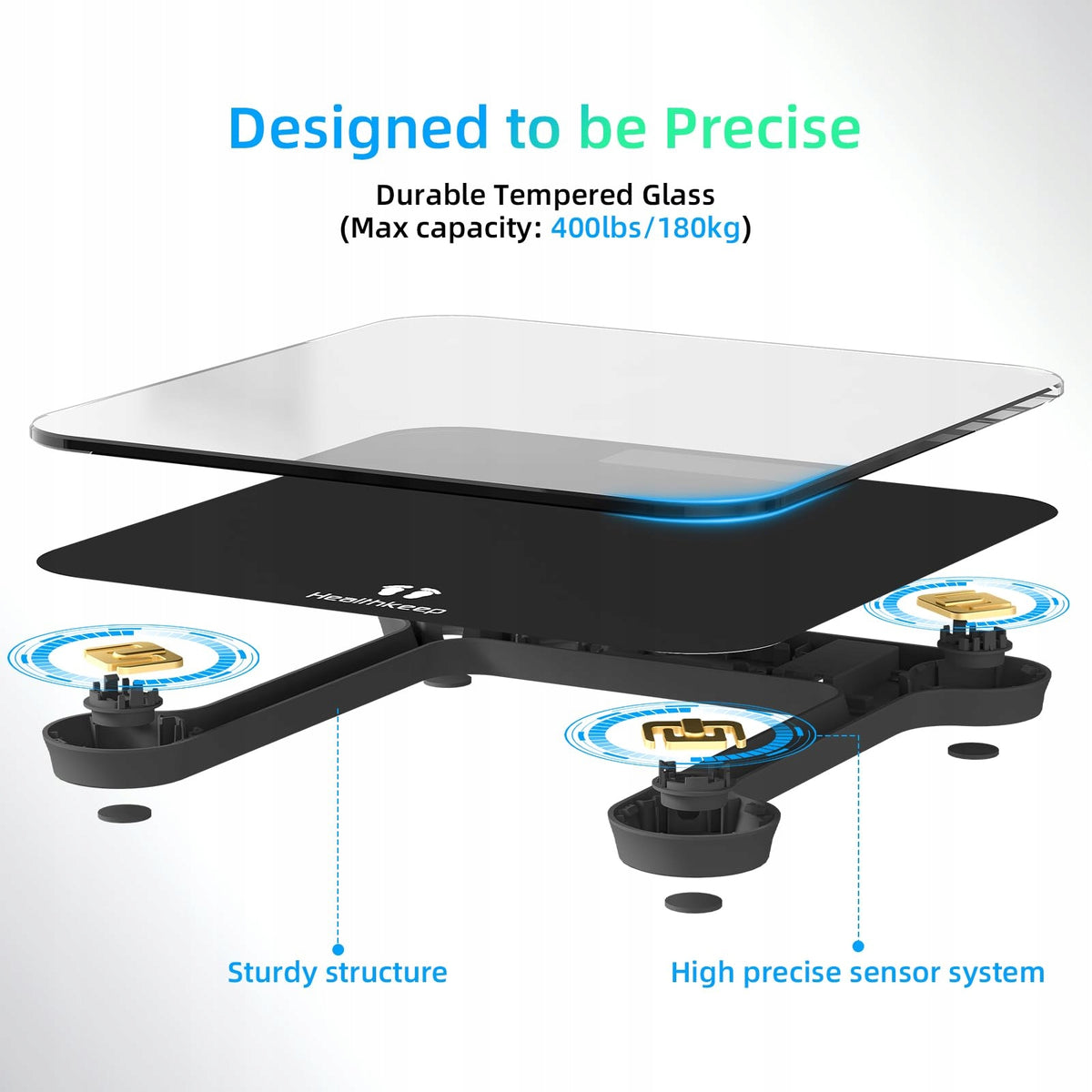 HEALTHKEEP Personal Scale Digital StepOn Technology Glass Black Brand Healthkeep