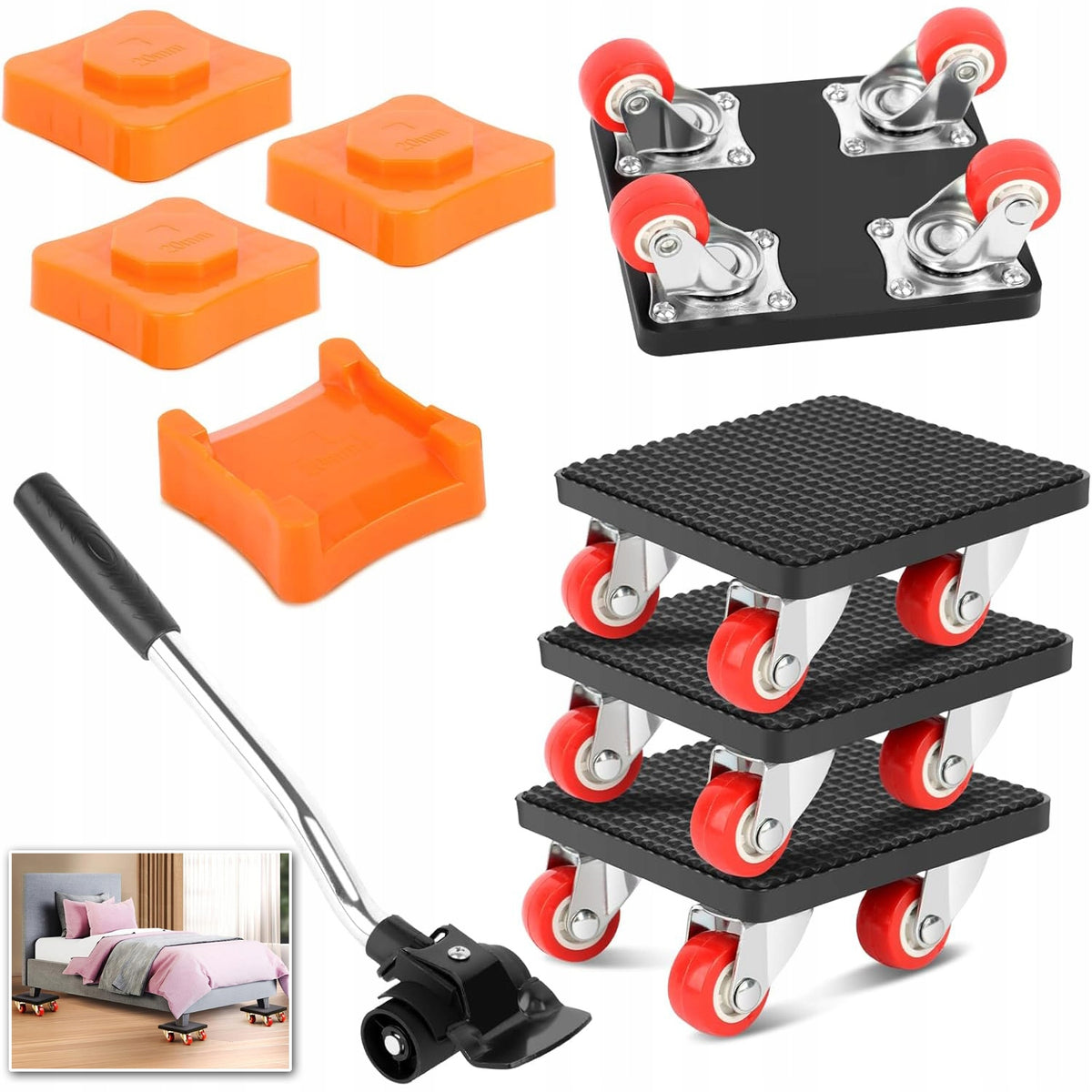 HEAVY WHEELS FOR FURNITURE, WITH LIFTING PLATFORM, FOR CARRYING GOODS