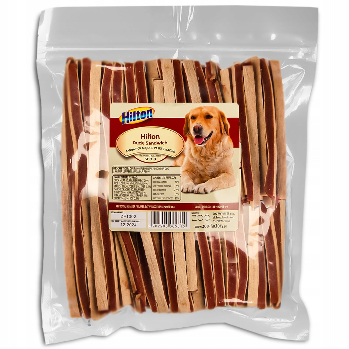 HILTON SANDWITCH SOFT DUCK STRIPS 500G Packaging status original