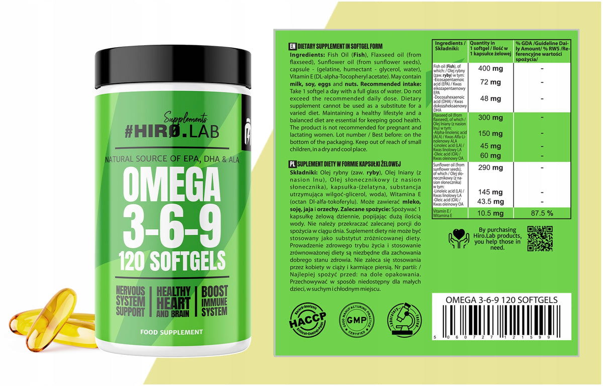 HIRO.LAB Omega 3-6-9 120 capsules Manufacturer code 1000034944