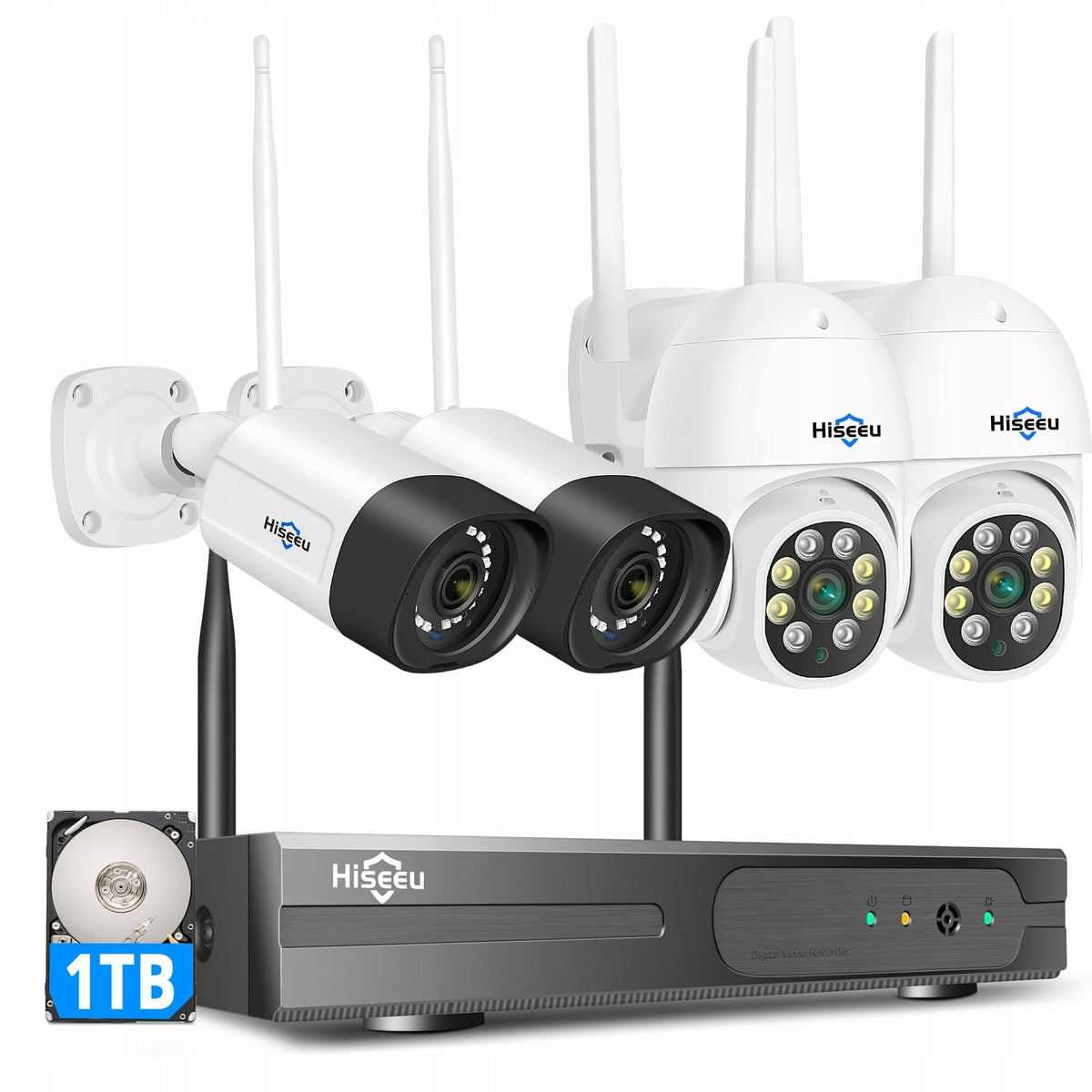 HISEEU Outdoor Monitoring Camera Kit 5MP WLAN IP66 1TB HDD