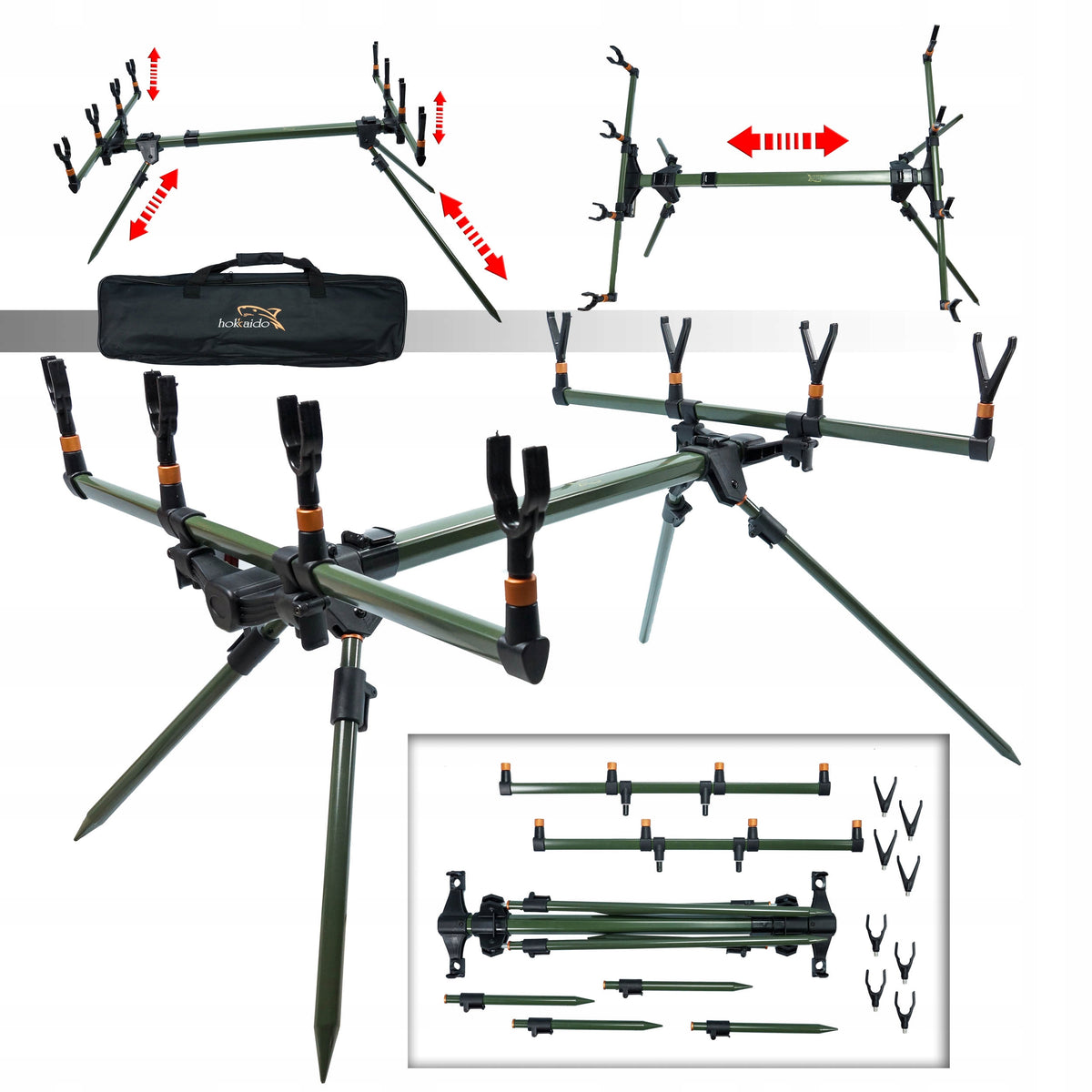 HOKKAIDO ROD CARP STAND FOR TRIPOD FOR 4 RODS Brand Hokkaido