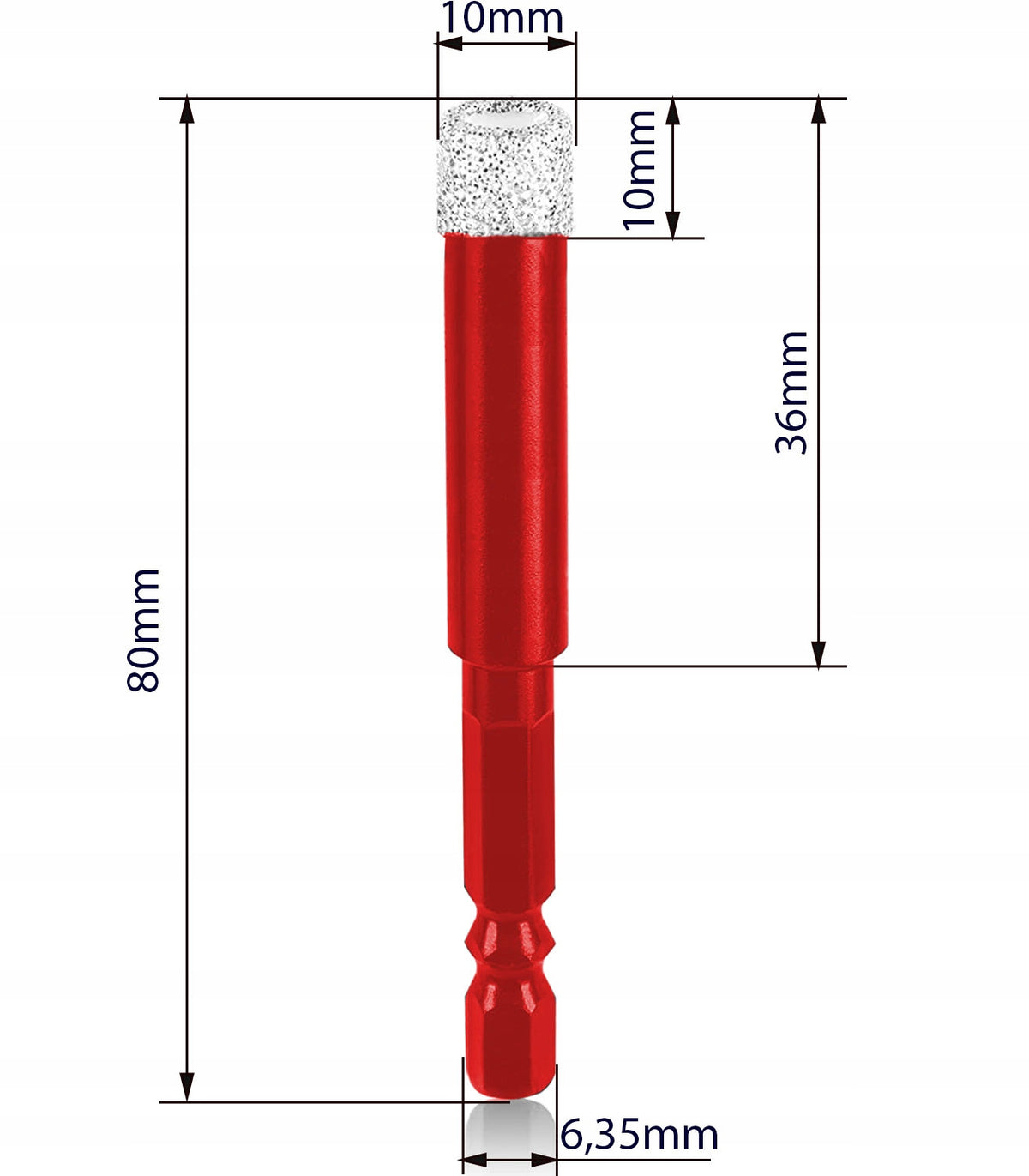 HOLE SAW DIAMOND DRILL BIT 10mm FOR STONEWARE HEX Manufacturer code V04552