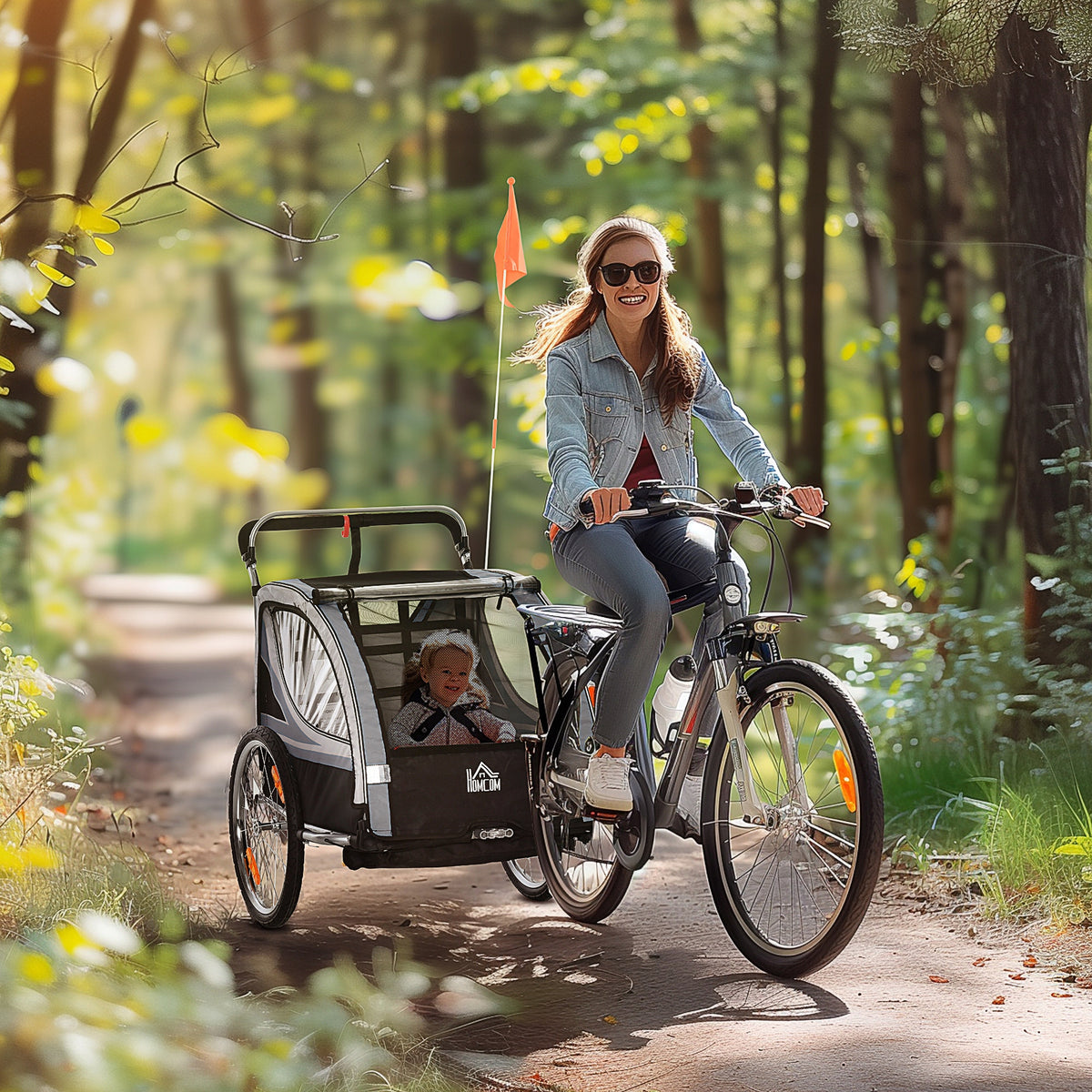 HOMCOM 2-in-1 Children's trailer, foldable, with detachable wheel Packaging status original