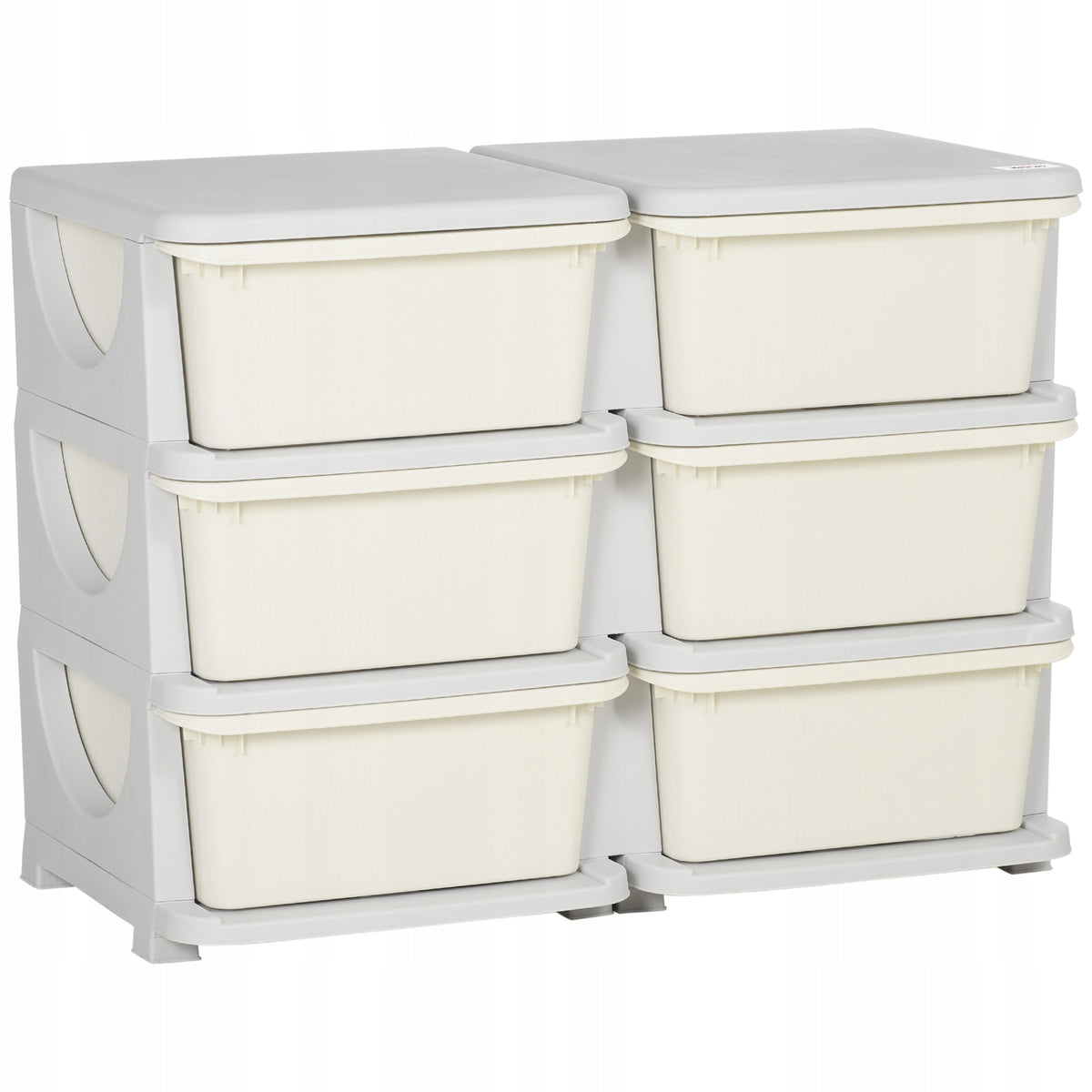 HOMCOM Kids Toy Organizer with 6 Drawers, 3-Tier, Cream