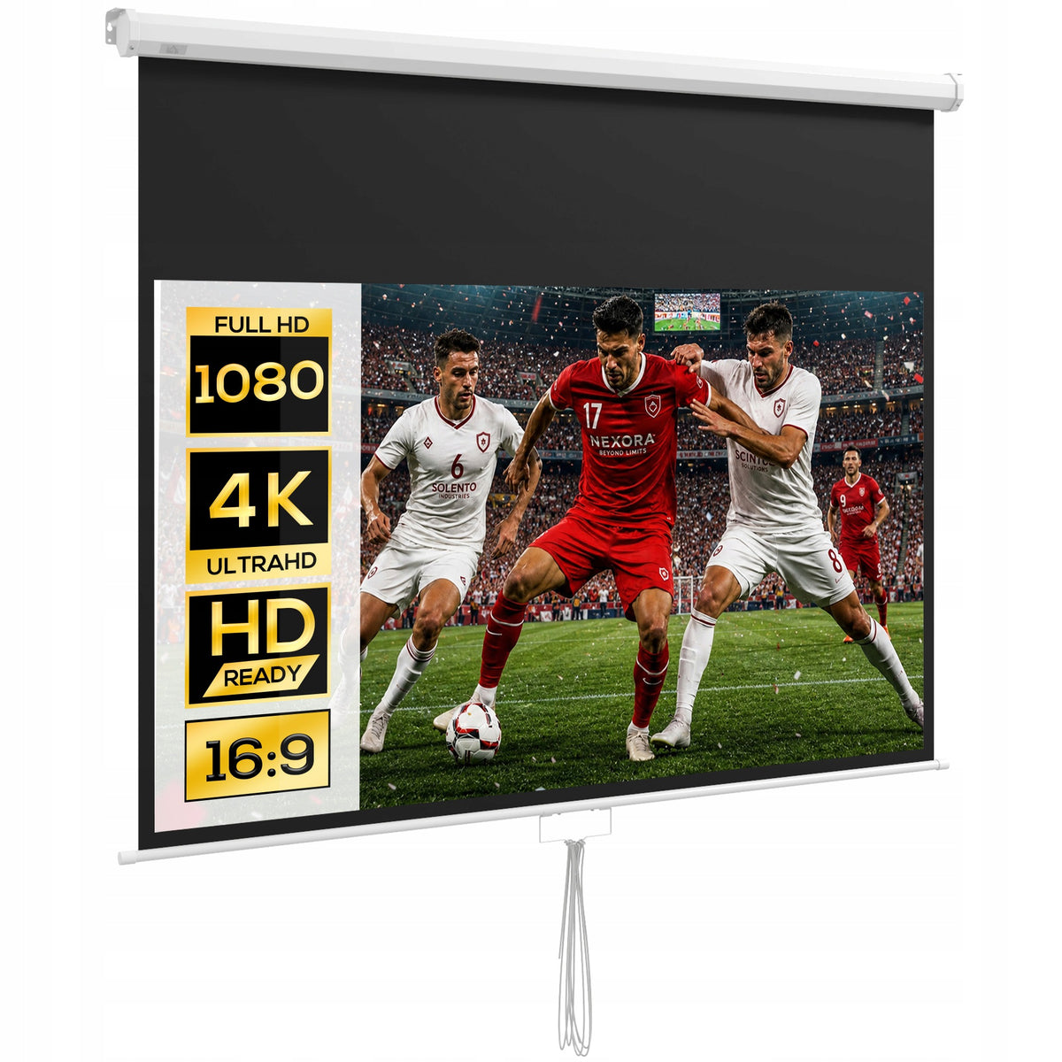 HOMCOM Projection Screen, Inc. Stand, Wall-Ceiling Mount 16:9 4K