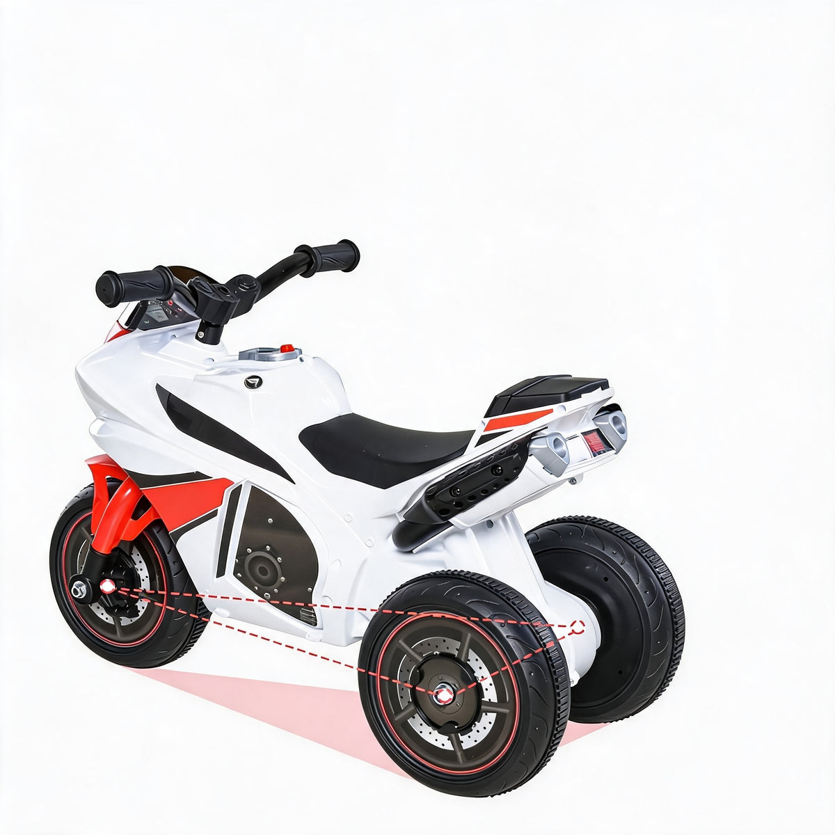 HOMCOM RIDING MOTORCYCLE WHITE FOR CHILDREN 18 TO 36 MONTHS WITH MUSIC AND LAMP Maximum speed 1 km/h