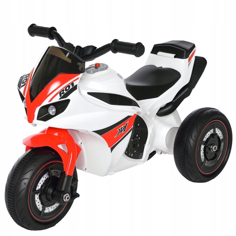 HOMCOM RIDING MOTORCYCLE WHITE FOR CHILDREN 18 TO 36 MONTHS WITH MUSIC AND LAMP