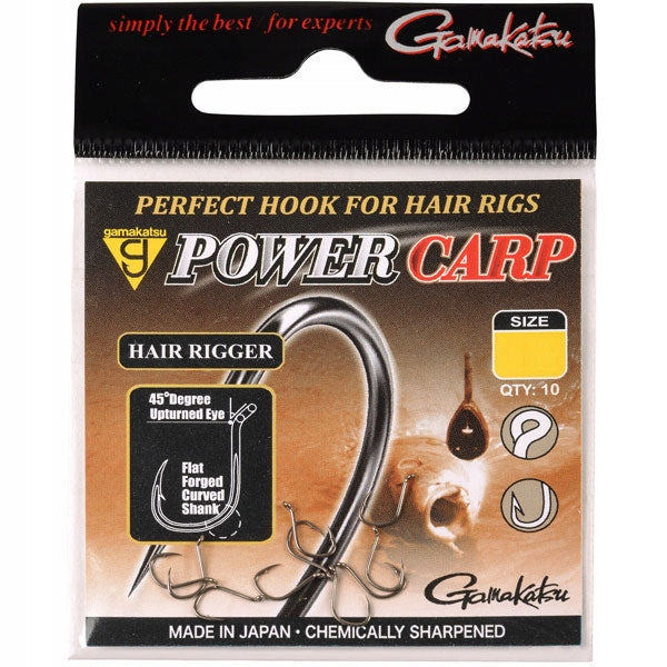 HOOKS GAMAKATSU POWER CARP HAIR RIGGER WITH EYE AND BARB Size12 10pcs