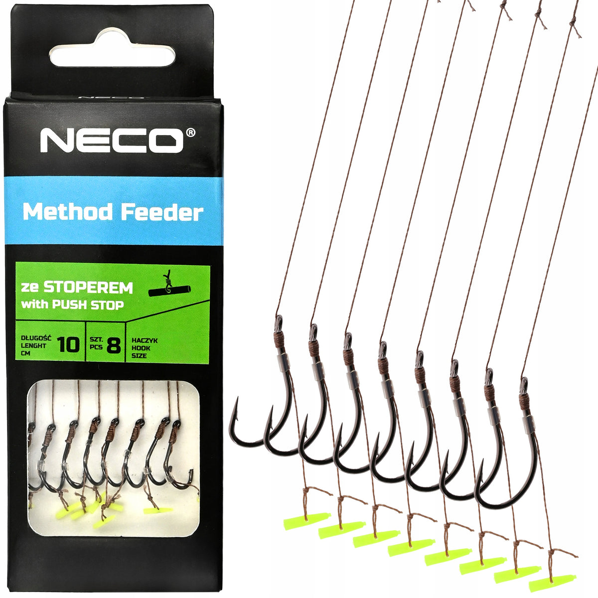 HOOKS WITH LEADER TIED NO. 12 PUSH STOP 10cm LEADERS FOR METHOD FEEDER