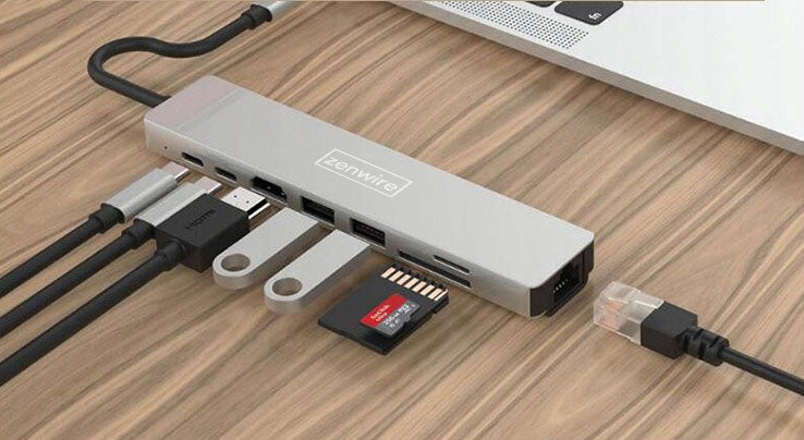 HUB ADAPTER 9in1 USB-C HDMI RJ45 Ethernet SD Card Reader Macbook M1 M2 M3 Packaging status original