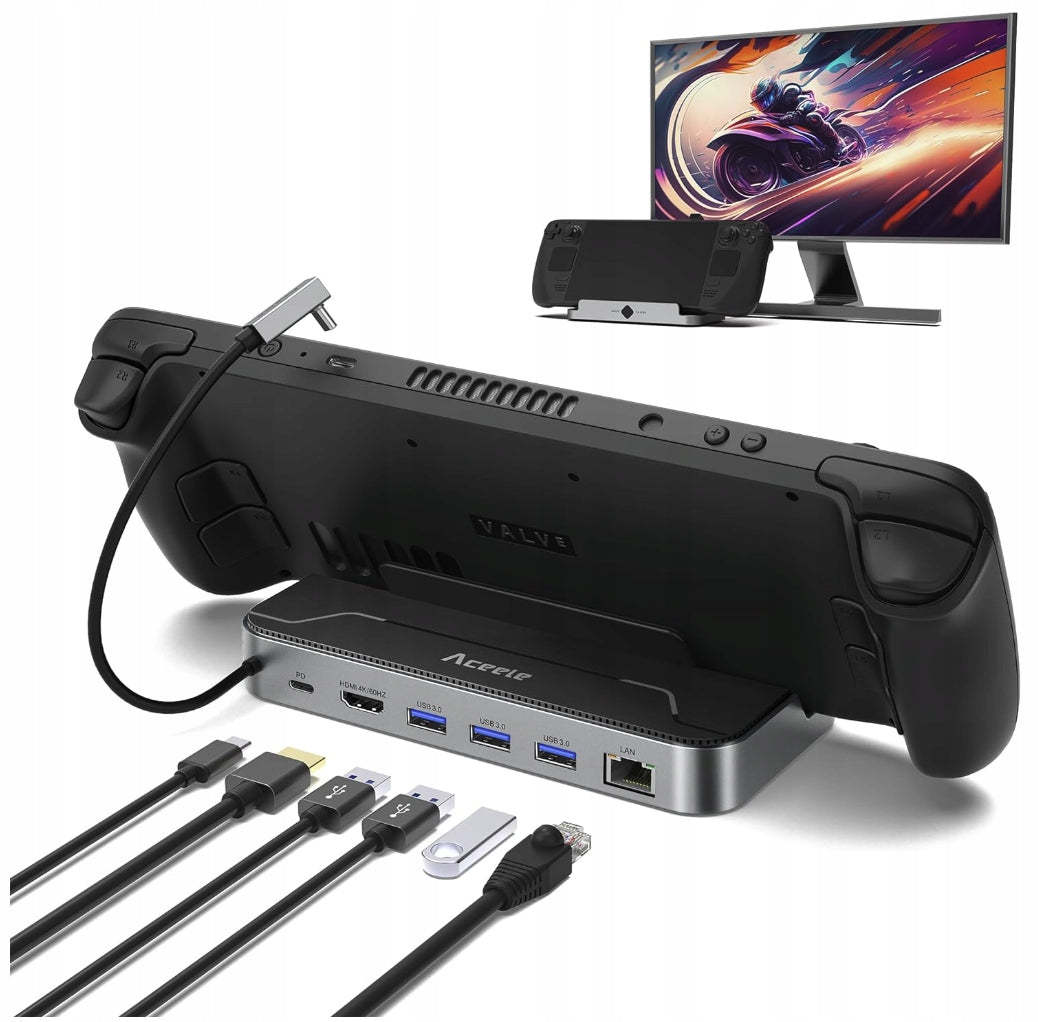 HUB Dock USB-C to MSI CLAW LEGION GO ASUS ROG ALLY HDMI 4K 60Hz LAN USB 3.0