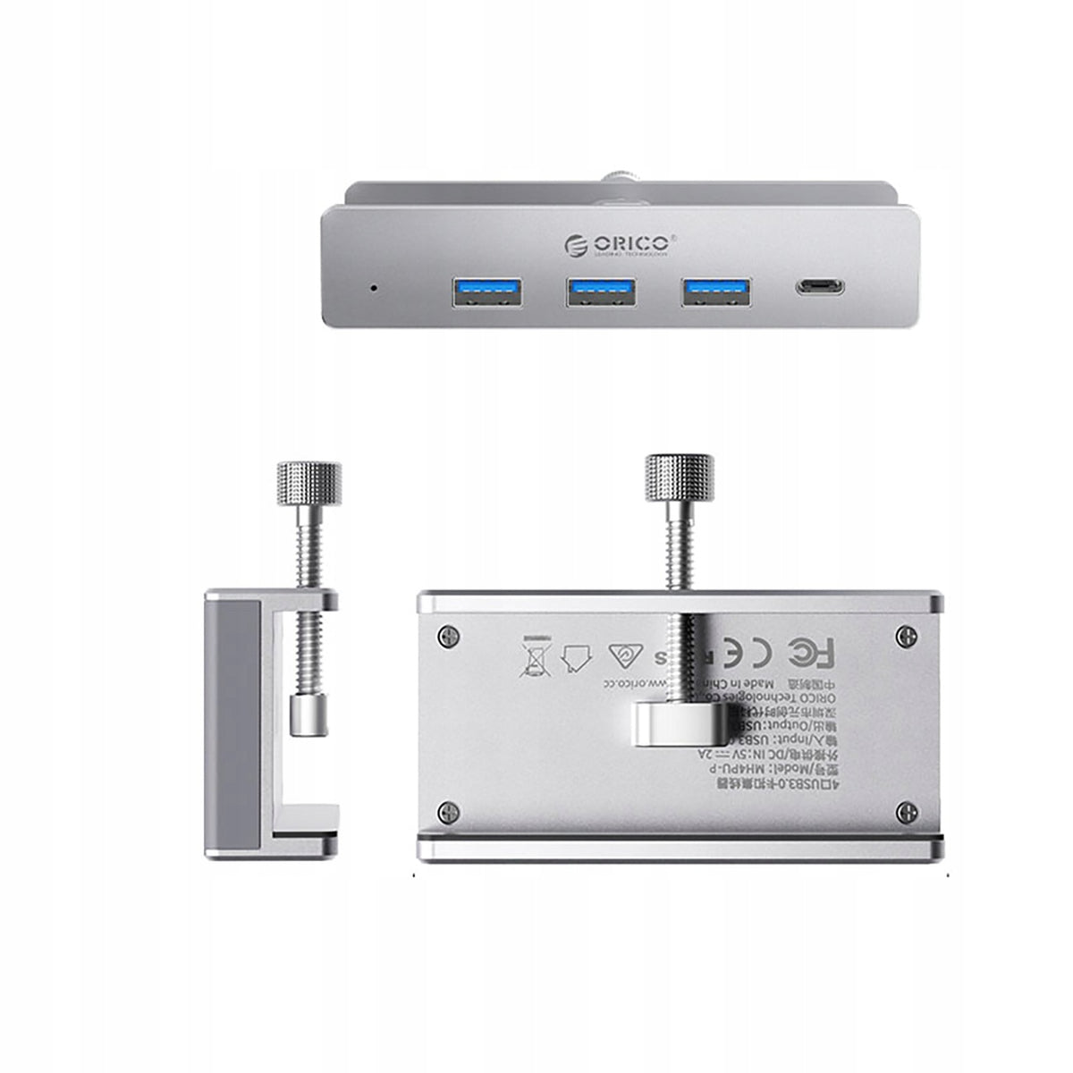 HUB USB-C 3X USB-A 3.0 ORICO MH4PC CLAMP MONITOR 5GBPS SILVER