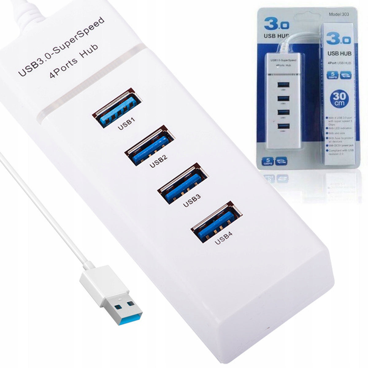 HUB USB SPLITTER FOR 4 PORTS USB 3.0 SPLITTER Packaging status original
