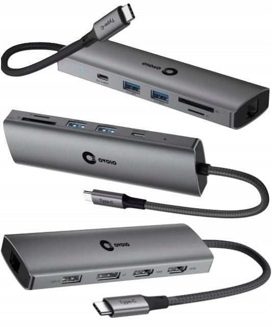 HUB for Laptop MICROSOFT Dual Monitor USB-C 2xHDMI 4K DisplayPort LAN