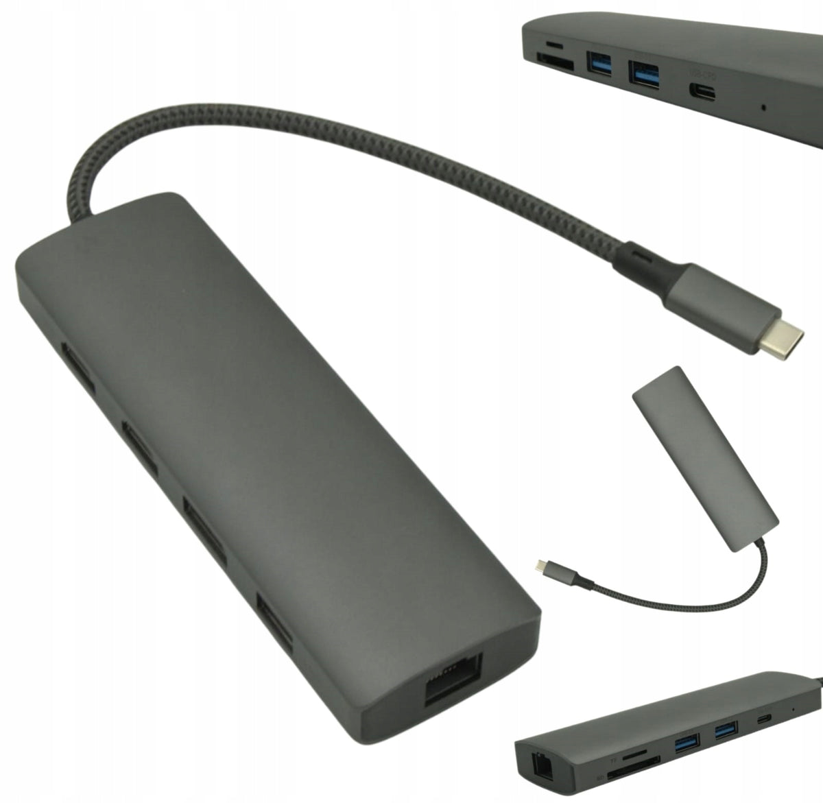 HUB with USB-C PD Charging SD MicroSD Reader for HP Multiport Laptops
