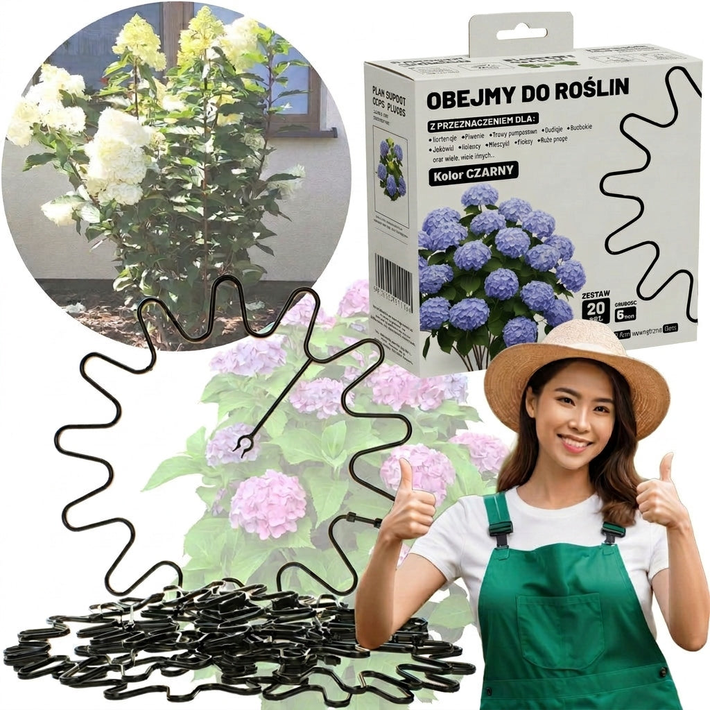 HYDRANGEA CLAMPS 20 pieces fi 6 BLACK ELASTIC PLANT SUPPORT RING