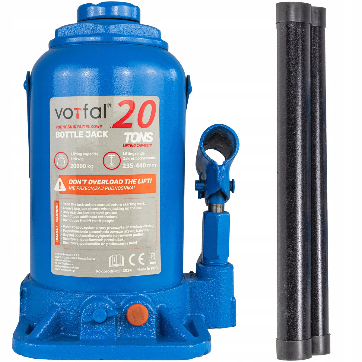 HYDRAULIC BOLLARD LIFT 20T BOTTLE JACK