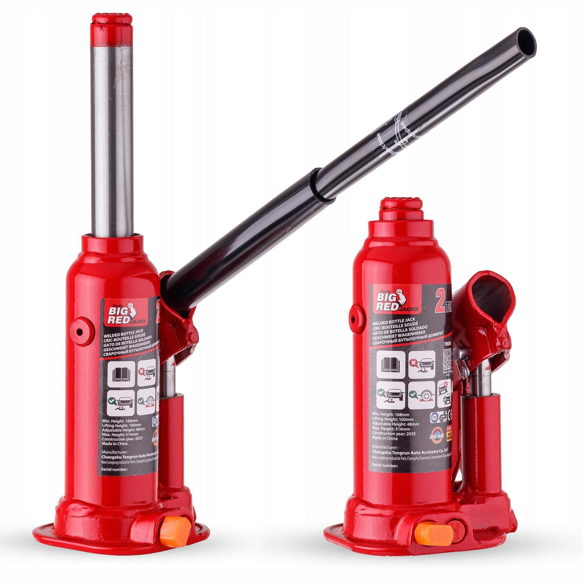 HYDRAULIC BOLLARD LIFT 2T BOTTLE JACK 2000KG Brand TC Technic