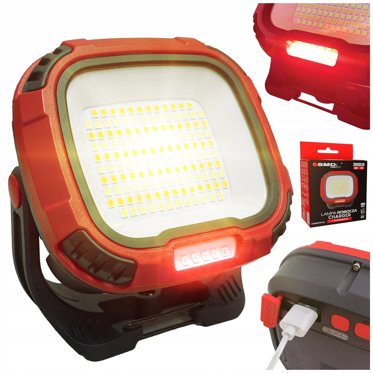 Halogen LED Floodlight Building Work Lamp Portable Powerbank USB-C